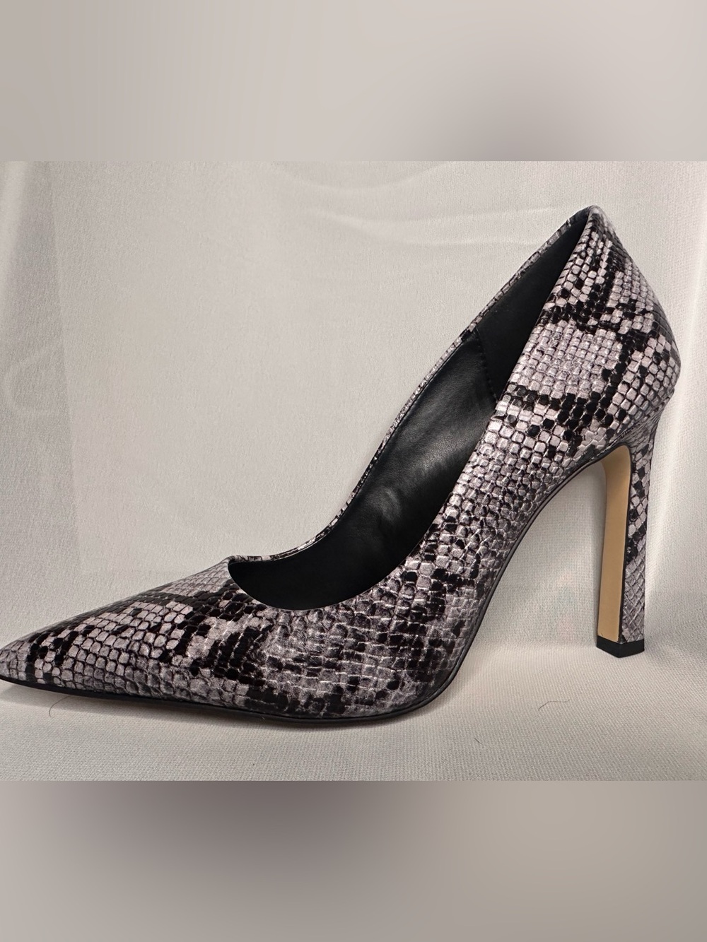 MICHAEL Michael Kors Black and White Snakeskin Pointed Toe Pumps